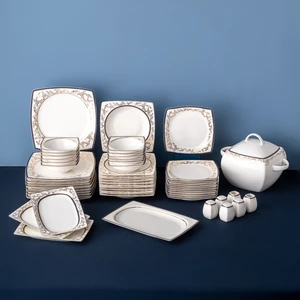 Bade Cobalt 60 Parça 12 Kişilik Kare Yemek Takımı Fine Bone