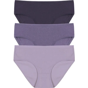 Kadın 3'lü Desenli Kaşkorse Pamuklu Yüksek Bel Bato