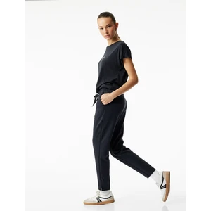 Yüksek Bel Modal Karışımlı Bağcıklı Cepli Jogger Eşofman Altı