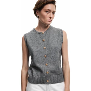 Kolsuz Bisiklet Yaka Düğmeli Triko Yelek