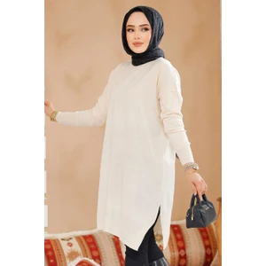 Krem Tesettür Kazak Tunik 17203KR