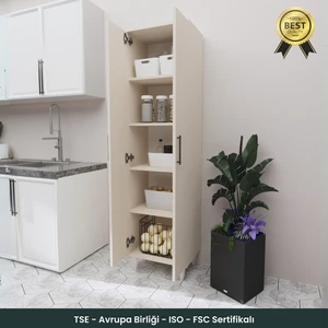 B3CONCEPT 2 Kapaklı 5 Raflı Kaliteli Çok Amaçlı Dolap - Kolay Kurulum - Mutfak Balkon Banyo Erzak Kiler Dolabı