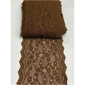 Karan Tuhafiye Likralı Dantel Esnek Dantel 1 Metre Kızıl Kahve