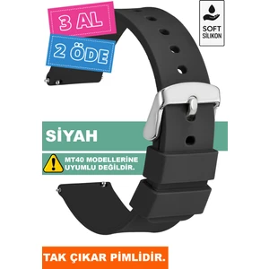 Tcl Movetime MT42-MT42X Family Saat Uyumlu Siyah Renk Silikon Saat Kordonu 71GMS
