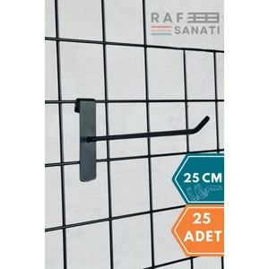 Siyah Tel Pano Kancası 25 cm - Askı Kanca Raf Askısı Raf Aksesuar Tel Askı Çorap Kancası