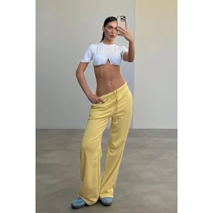 Sarı Bol Paça Kadın Eşofman Altı MG2279