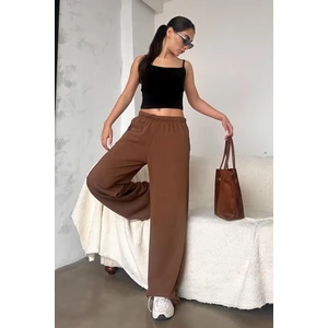 Kahverengi Bol Paça Kadın Eşofman Altı MG2279