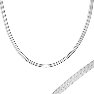 Choice Silver Italyan Yassı Gümüş Zincir Rodyum