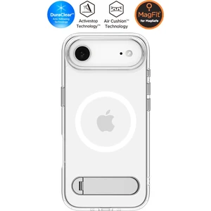 iPhone Air ile Uyumlu ince MagSafe Kılıf Ultra Hybrid S Metal Stand'lı Sararma Karşıtı DuraClear™ Hava Kanalı Teknolojisi™ Askeri Sınıf Koruma MagFit Clear White Şeffaf Kapak - ACS09926