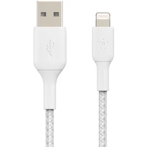 Örgülü Lightning Hızlı Şarj ve Data Kablosu Beyaz 1 mt