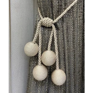 4 Top Tavan Korniş Bağlantılı Braçol Perde Aksesuarı - Sütlü Lahve Bej