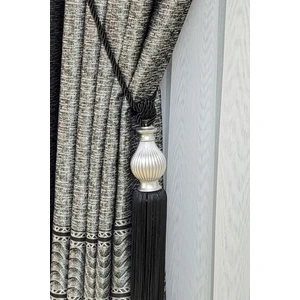 Kuka Braçol Perde Aksesuarı / Siyah - Gümüş Kukalı / Perde Bağlama Aksesuar Aparatı