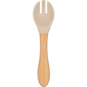 Bambu Saplı Silikon Mama Çatalı Latte Bej