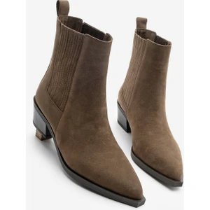 Kadın Sivri Burun Kalın Topuklu Kovboy Çift Lastikli Westren Bot Losya