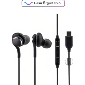 Apple İphone 15 - 16 - Pro - Pro Max Uyumlu Type-C Usb-C Kablolu Mikrofonlu Silikonlu Kulak İçi Kulaklık