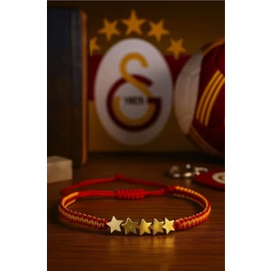 Galatasaray Hematit 5. Yıldız Taraftar Bilekliği – Ayarlanabilir El Yapımı Makrome (Hematit)
