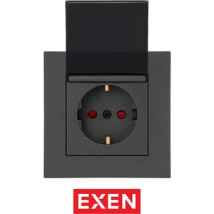 Karell Antrasit Kapaklı Çocuk Korumalı Topraklı Priz