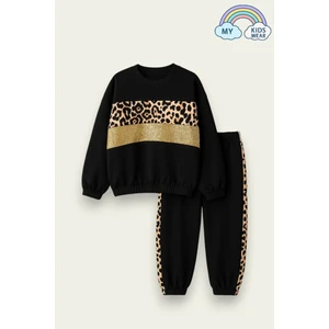 Leopar Detaylı Kız Çocuk Eşofman Takımı