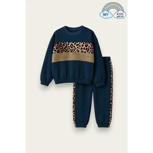 Leopar Detaylı Kız Çocuk Eşofman Takımı