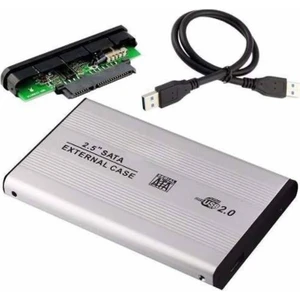 2.5" USB 2.0 Sata HDD Harddisk Kutusu Alüminyum Gövde - Harici HDD Kutu - Gri