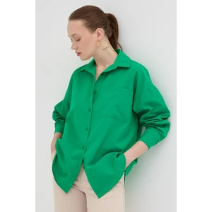 Benetton Yeşili Tek Cepli Oversize Gömlek 8158A