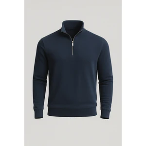 Lars Selanik Örme Yarım Fermuar Erkek Sweatshirt - Prusya Mavisi