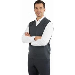 Erkek V Yakalı Düz Renk Klasik Model Rahat Kesim Tam Kalıp Yünlü Dokuma Süveter