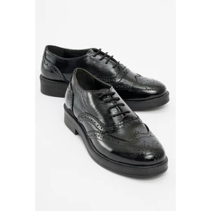 Avra Siyah Rugan  Deri Kadın Oxford Ayakkabı