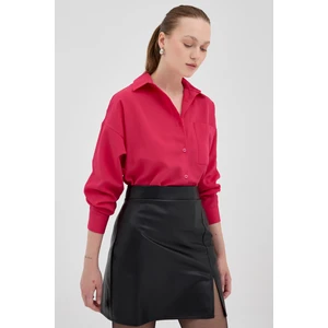Fuşya Tek Cepli Oversize Gömlek 8158A