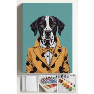 Sayılarla Boyama Çerçeveli Hobi Seti Numaralı Tuval Fırça Boya Dahil Kasnaklı 40X50 cm KÖPEK001