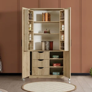 Kiler, Blesk 2 Kapaklı Büyük Erzak Kiler Mutfak Dolabı Ceviz