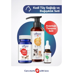 Kedi İçin Bağışıklık Güçlendirici ve Tüy Döküm Dökülmesi Önleyici Set (Balık yağı - Damla - Tablet)