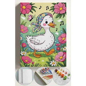 Sayılarla Boyama Çerçeveli Hobi Seti Numaralı Tuval Fırça Boya Dahil Kasnaklı 40X50 cm Müzikördek