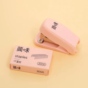 Mini Tel Zımba Makinesi ve Zımba Teli Hediyeli Zımba Seti Pembe Renk