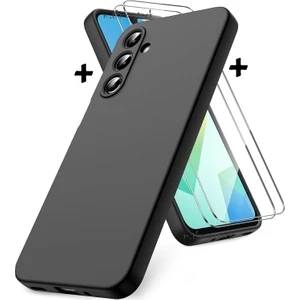 Samsung Galaxy A17 Kılıf Kamera Korumalı Renkli Yumuşak Mat Silikon + 9h Ekran Koruyucu Cam Set 2in1