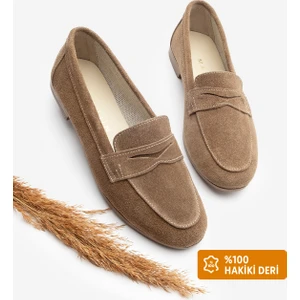 Kadın Hakiki Deri Loafer Günlük Ayakkabı Rosme Taba
