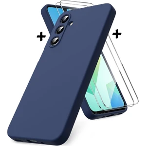 Samsung Galaxy A17 Kılıf Kamera Korumalı Renkli Yumuşak Mat Silikon + 9h Ekran Koruyucu Cam Set 2in1