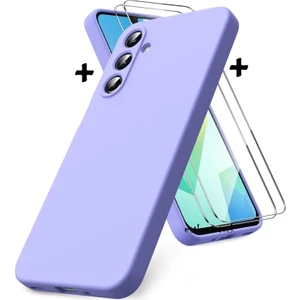 Samsung Galaxy A17 Kılıf Kamera Korumalı Renkli Yumuşak Mat Silikon + 9h Ekran Koruyucu Cam Set 2in1