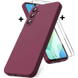 Samsung Galaxy A17 Kılıf Kamera Korumalı Renkli Yumuşak Mat Silikon + 9h Ekran Koruyucu Cam Set 2in1