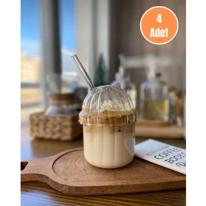 4 Adet Mika Bardak 430 ml (4 Adet Cam Pipet Hediyeli)| Kahve, Limonata, Meşrubat Sunum Bardağı