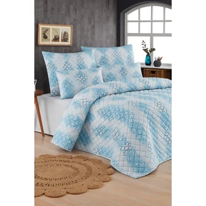 Mykonos Çift Kişilik Kapitone Dolgulu Pike 4 Mevsim Mavi Baklava Dsn |yastık Kılıfı Hediye| 200X230CM