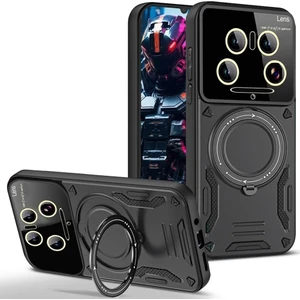 Xiaomi Mi 15 Ultra Kılıf Magsafe Dönebilen Halkalı Standlı Kamera Lens Korumalı Gold Detaylı Military Kapak