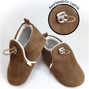 Vizon Kadife Kaydırmaz Taban, Ayarlanabilir Lastikli Bebek Patik, Kreş Ayakkabısı, Ev Botu Panduf