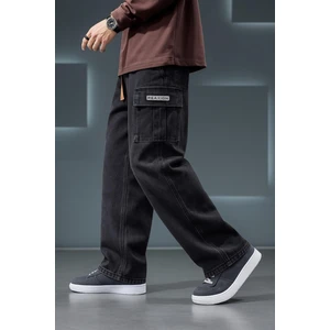 Reax Luiz Beli Lastikli ve Ipli Komando Baggy Fit Kot Kargo Pantolon