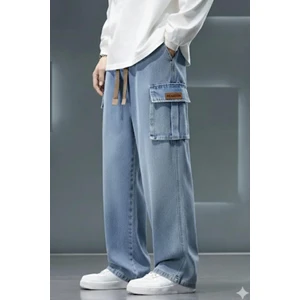 Reax Luiz Beli Lastikli ve Ipli Komando Baggy Fit Kot Kargo Pantolon