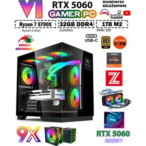 GTA-VI Valo V32 ✔ Ryzen 7 5700X 32GB Ram 1TB M.2 Nvme SSD 8GB GDDR7 RTX5060 Ekran Kartı Premium Oyuncu Bilgisayarı