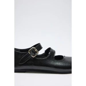 Babet 2525 - Parmak Arası Çift Bantlı Siyah Kadın Babet