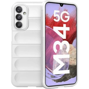 Samsung Galaxy M34 Uyumlu Silikon Kılıf - Kamera Korumalı Esnek Yeni Nesil Airbag Kapak - Beyaz