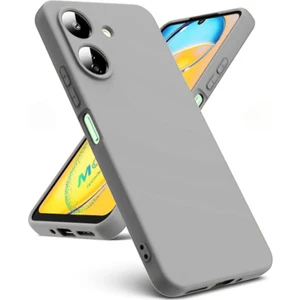 Redmi A5 Uyumlu Silikon Kılıf - Kamera Korumalı Esnek Pastel Renk Kapak - Gri