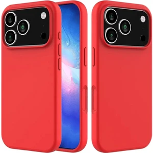 Apple iPhone 17 Pro Max Uyumlu Silikon Kılıf - Kamera Korumalı Esnek Pastel Renk Kapak - Kırmızı